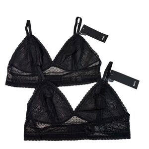 NWT DKNY Table Tops Black Bralettes Set of 2 Size XL